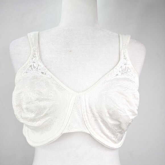 VTG Playtex Secrets Bra White Floral Cotton Underwire Full Coverage Bra 4415 - Picture 1 of 8